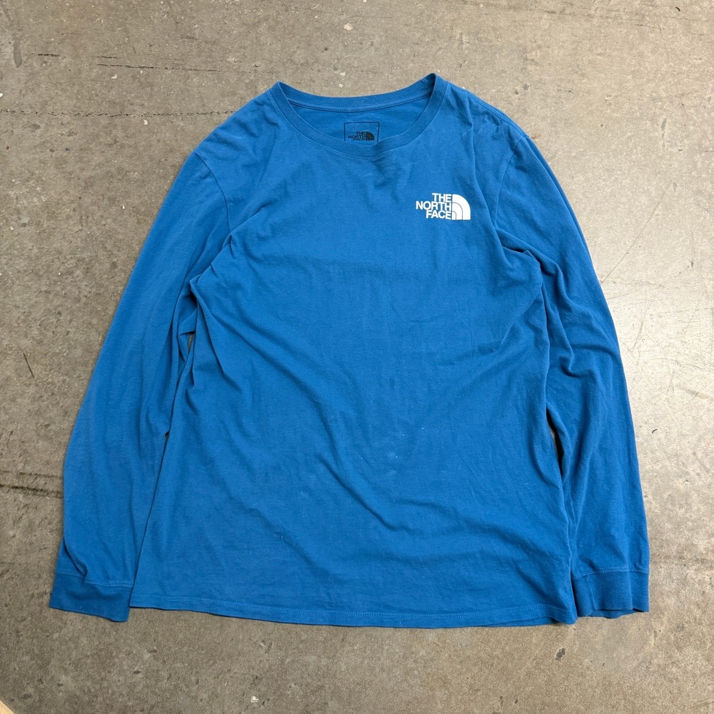 The North Face Mens Blue Long Sleeve Box Logo Graphic‎ T-Shirt Large NF0A37FY